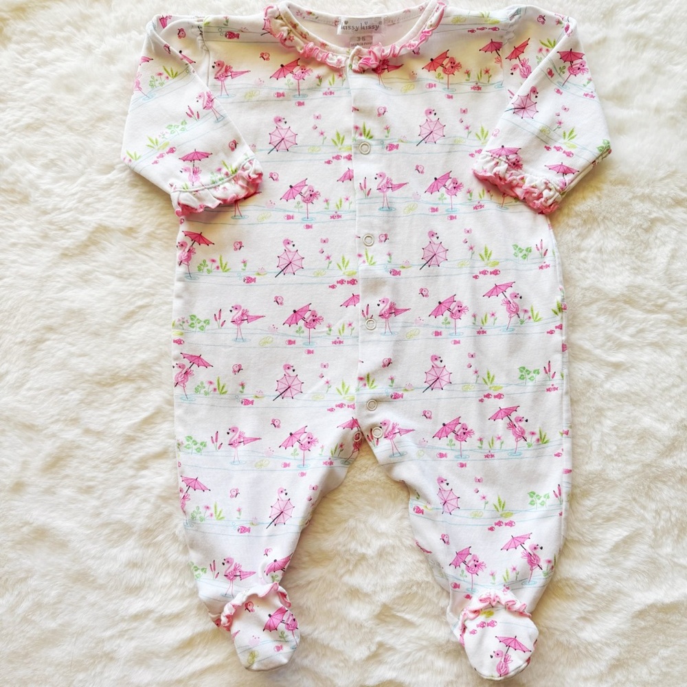 Kissy Kissy Baby Girls Flamingo Footed One Piece